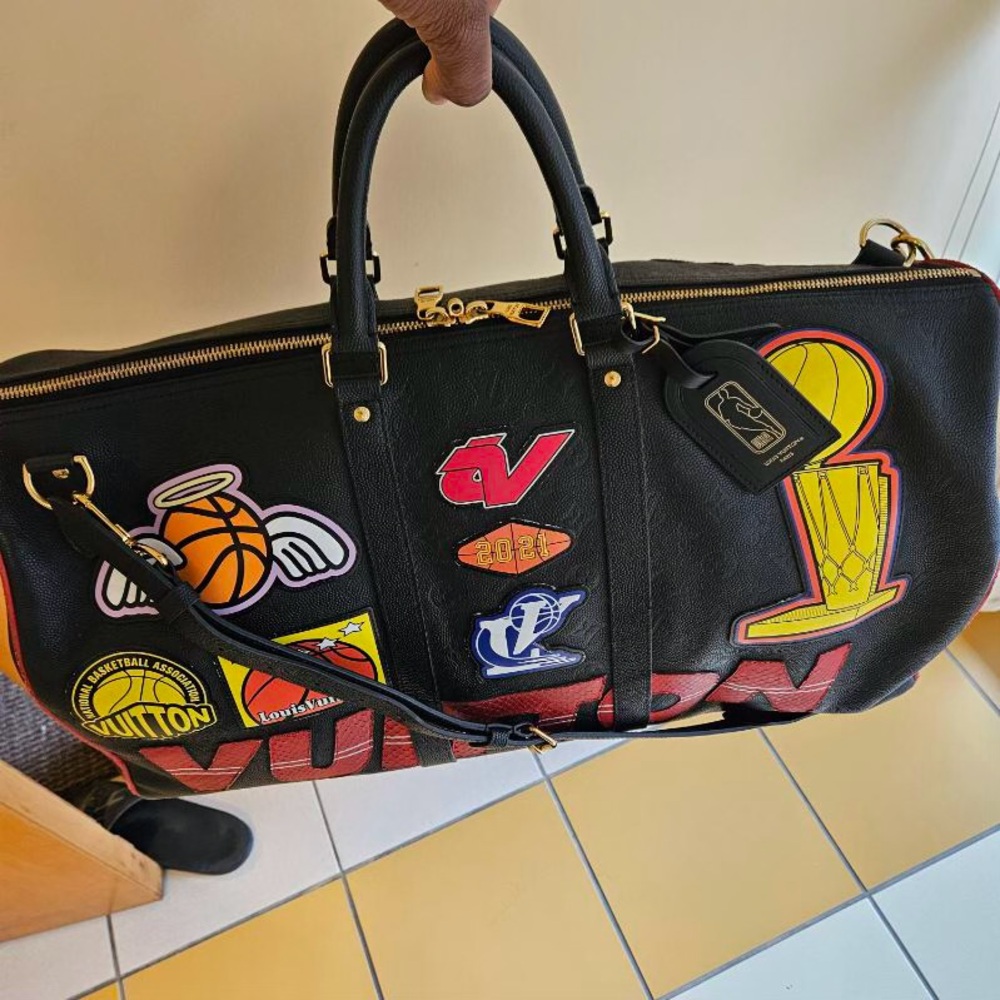 Black Louis Vuitton Duffel Bag with Colorful Patches